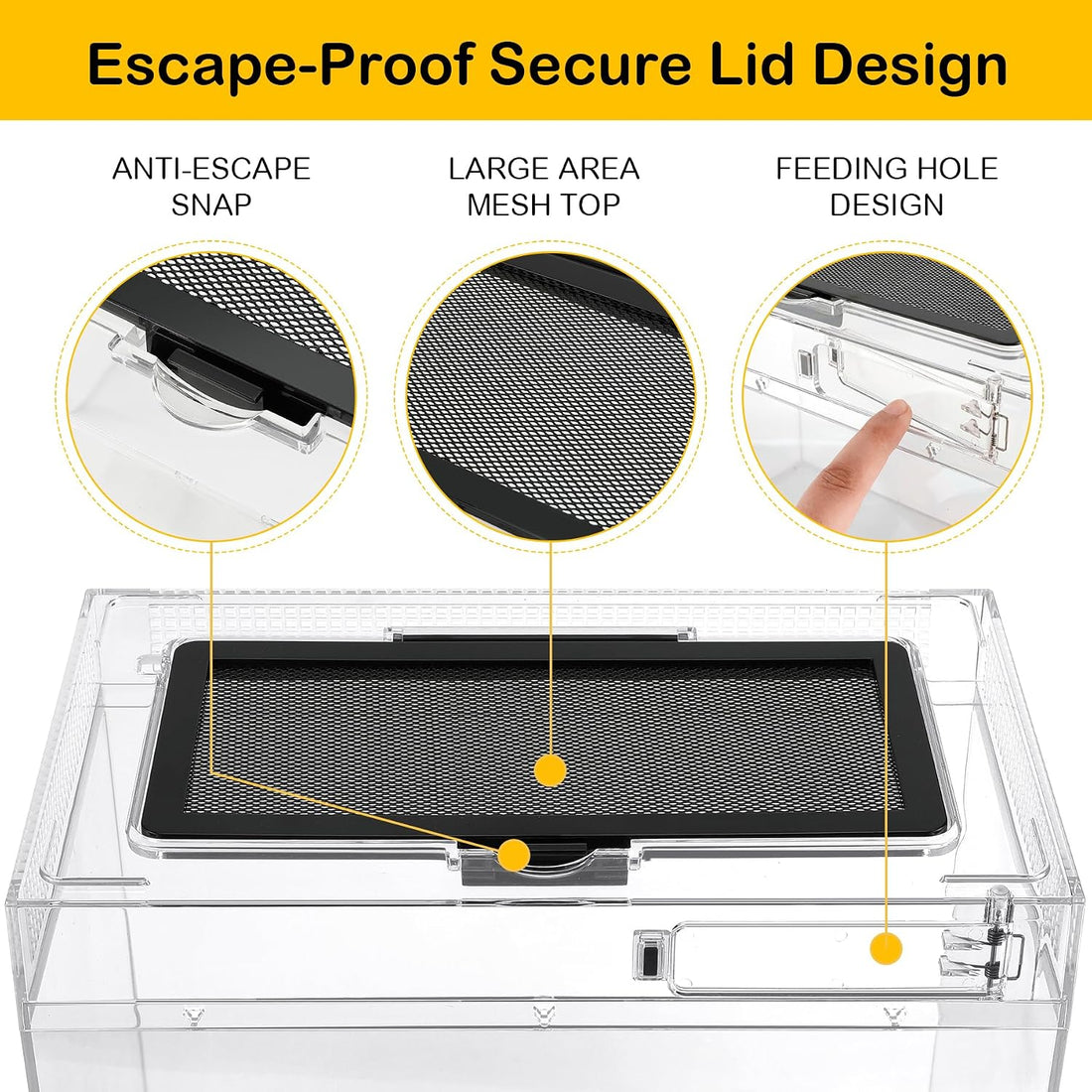 HELIME Reptile Tank 7 Piece Starter Kit with Escape Proof Locking Lid
