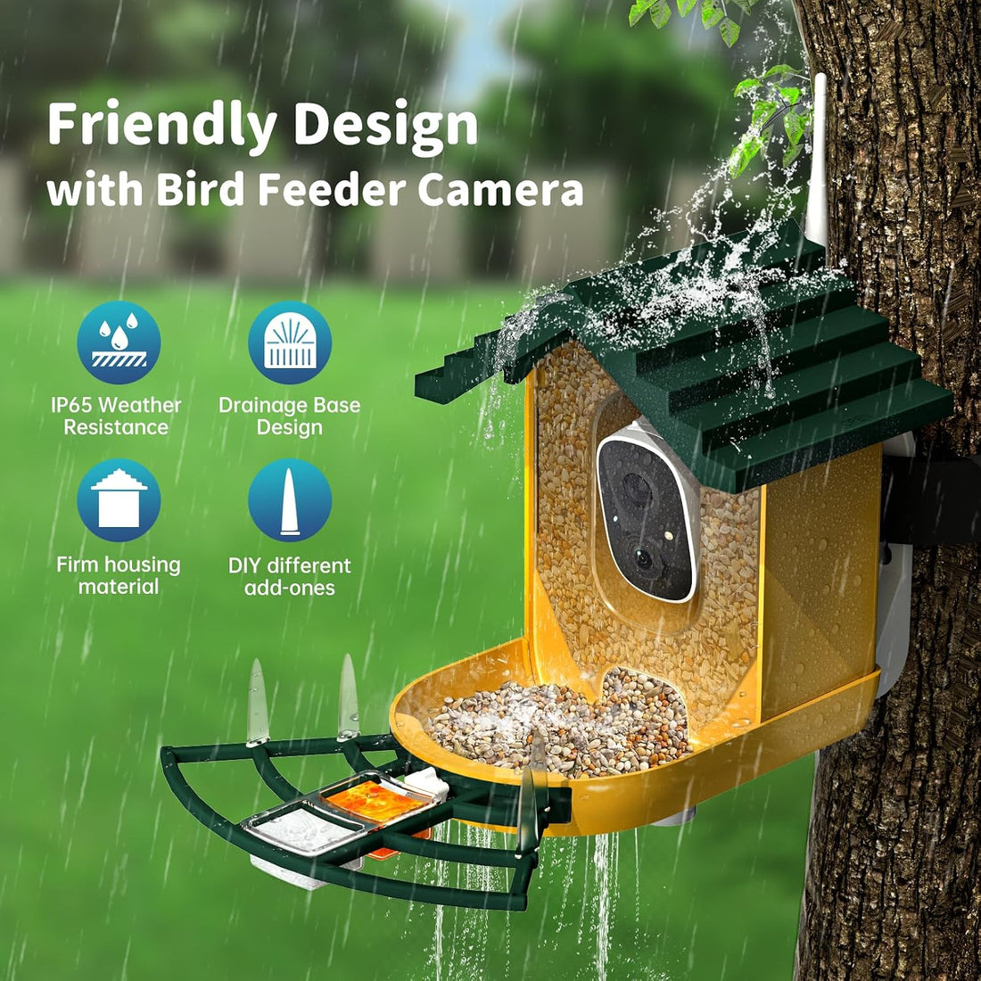 NAVFS Smart Bird Feeder with Camera Solar Powered & AI Bi rd