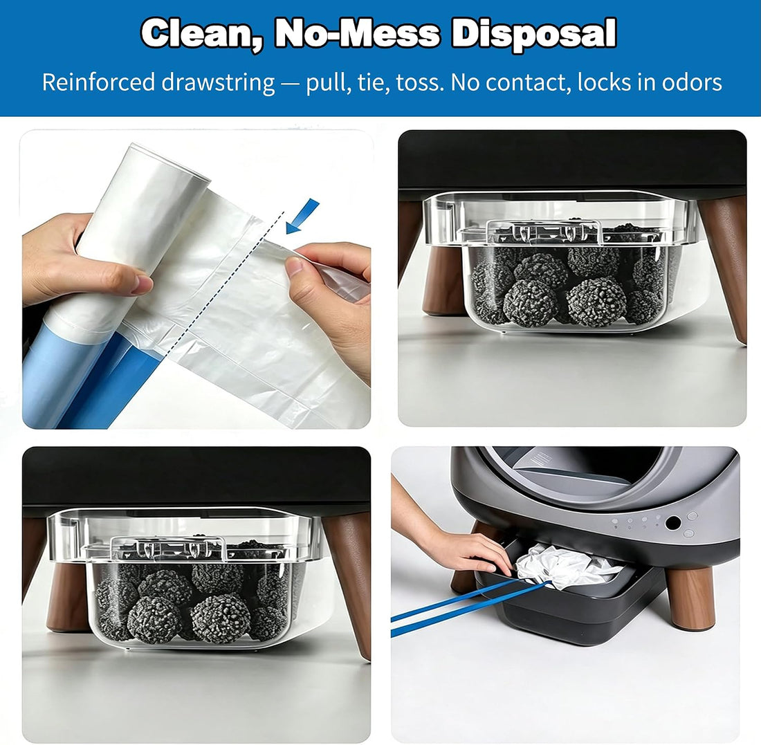 40 Count Cat Litter Box Bags|27.2" x 13"for Automatic Cat Litter Box