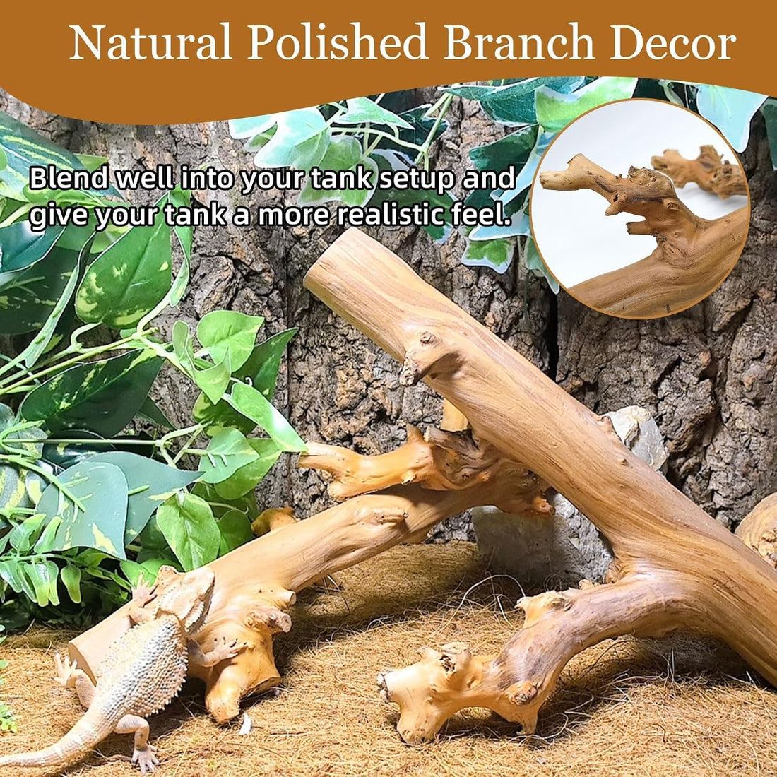 2PCS Reptile Wood Branches Decor,Snake Climbing Branch Tree Trunk