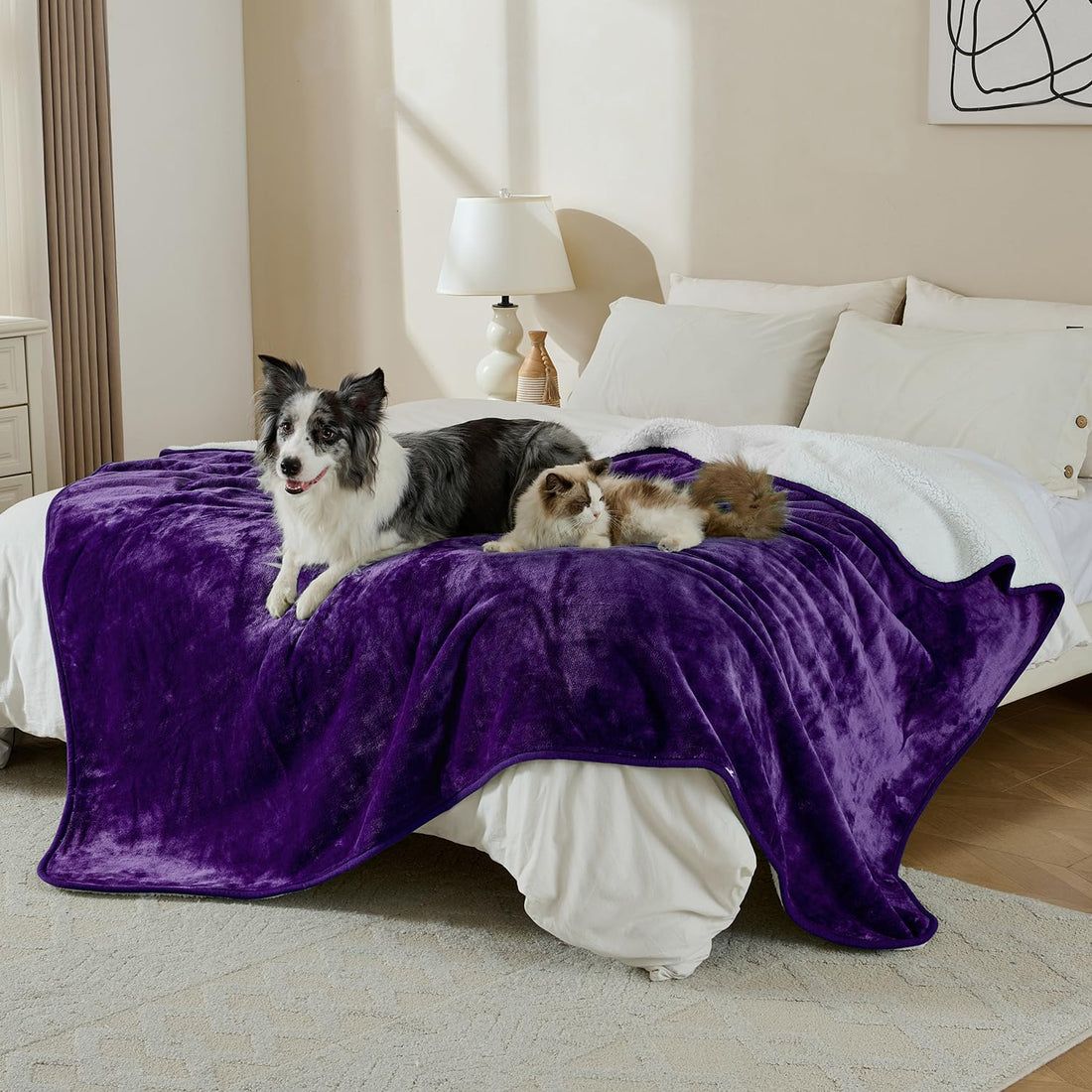 Soft Waterproof Blanket for Bed Couch Sofa, Dark Purple, 60x80inches