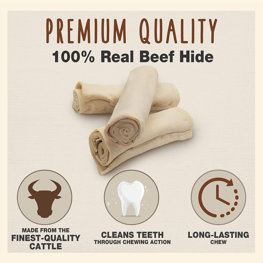 Cadet Premium Grade Beef Hide, Long-Lasting Rawhide Rolls