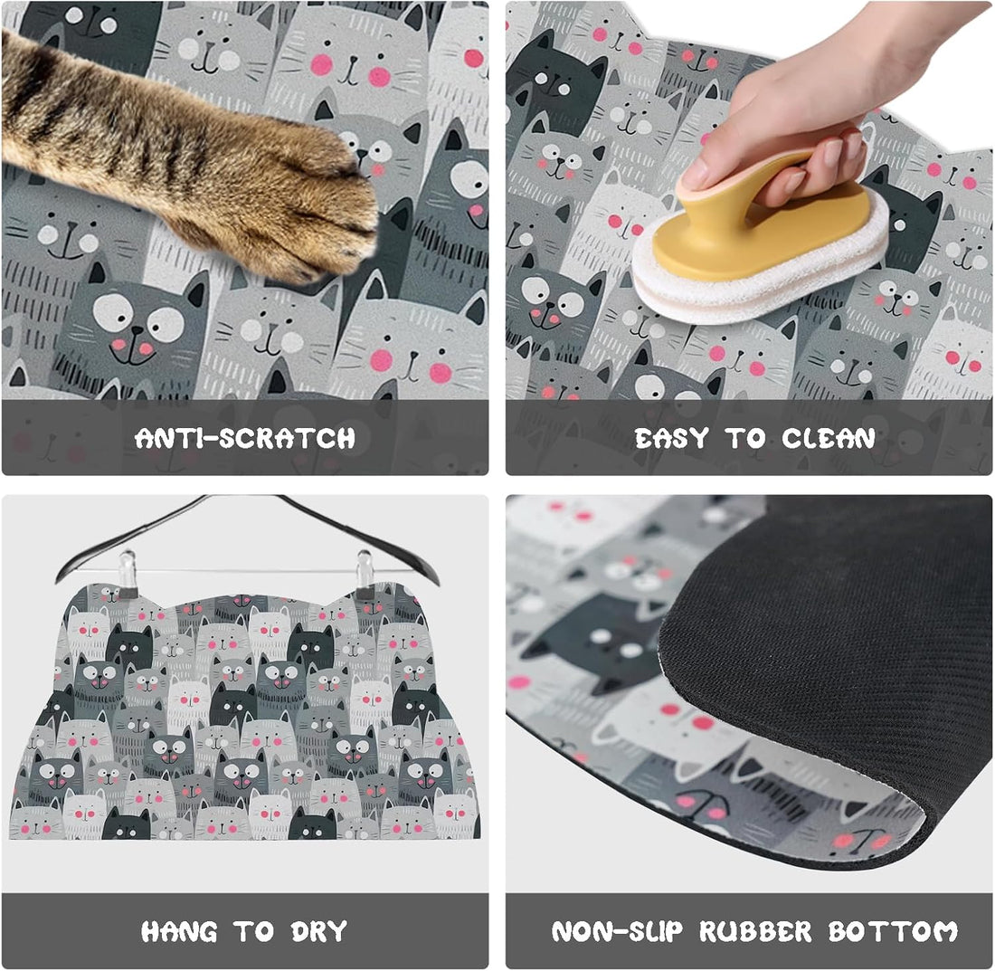Cat Food Mats for Floor, Dog Pet Water Bowl Feeding Placemats