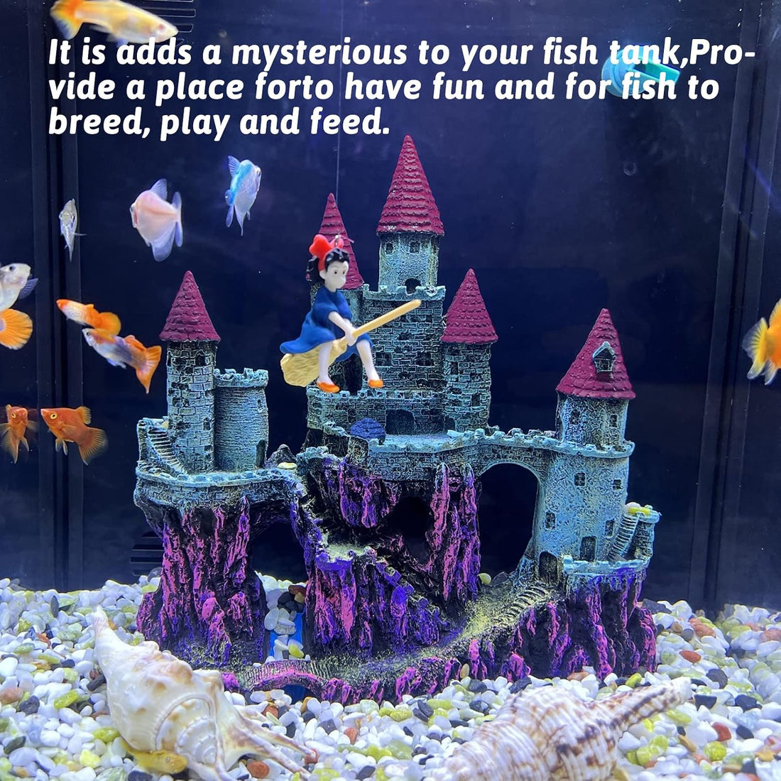 PINVNBY Aquarium Resin Castle Decoration,Fish Tank Driftwood Castle