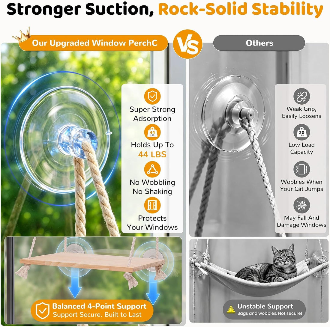Cat Window Perch Hammock with Upgraded 4 Suction Cups Soft Cushion