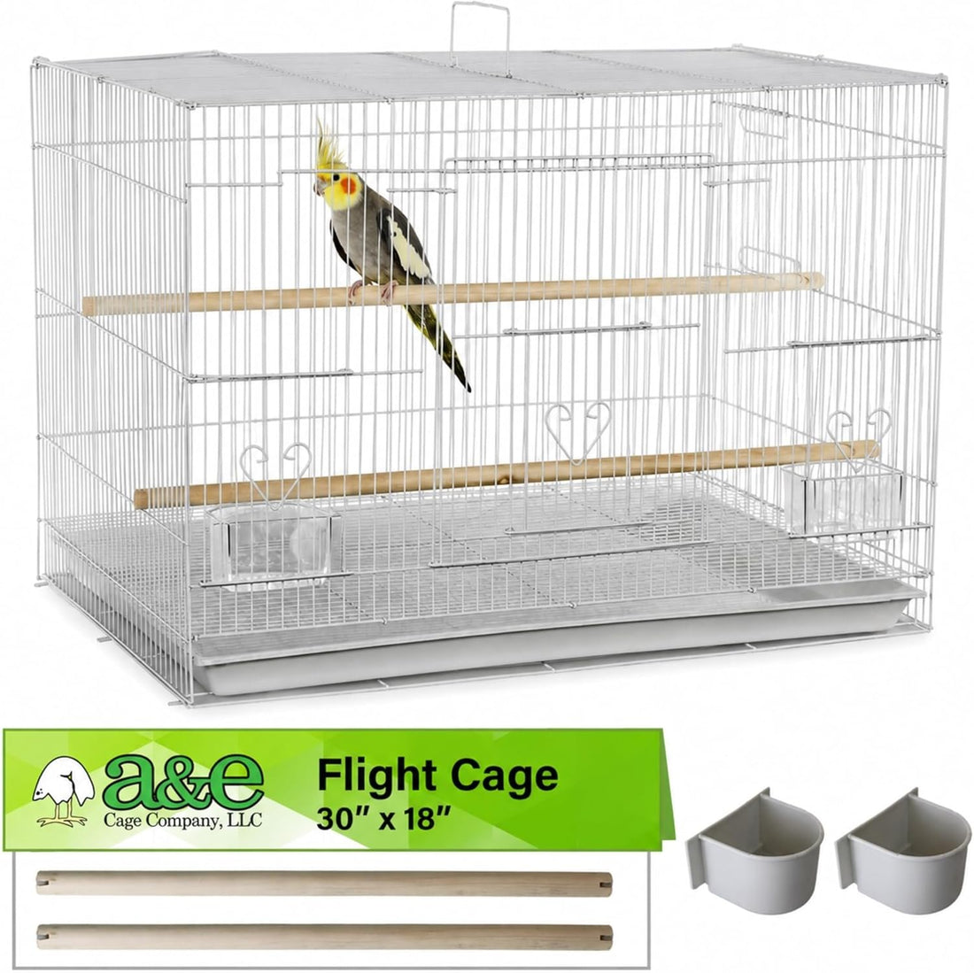 A&E Cage Co 503 Flight Bird Cage for Finches & Parakeets, 24"x16"x16"