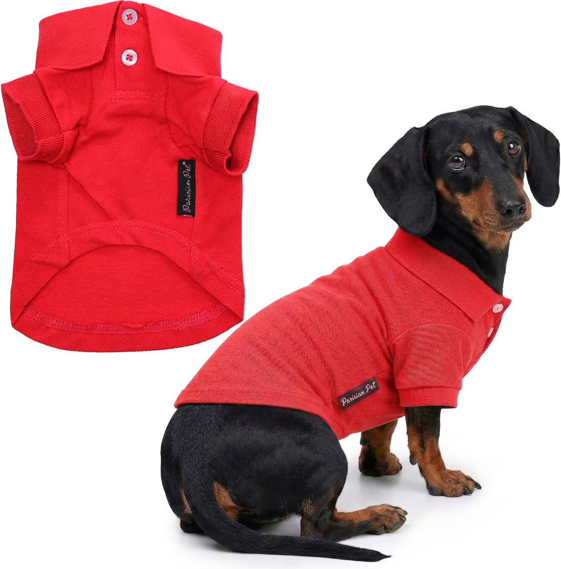 Parisian Pet Dog Polo Shirt – Classic Red Cotton Pet Apparel