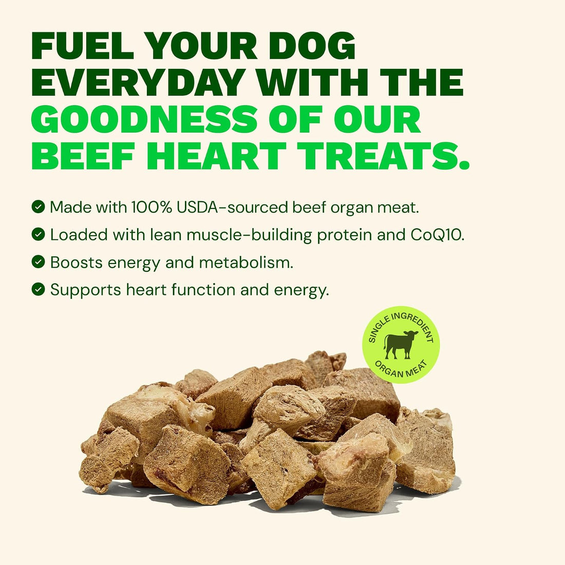 Get Joy Freeze Dried 100% Beef Heart Dog Treats, 4oz