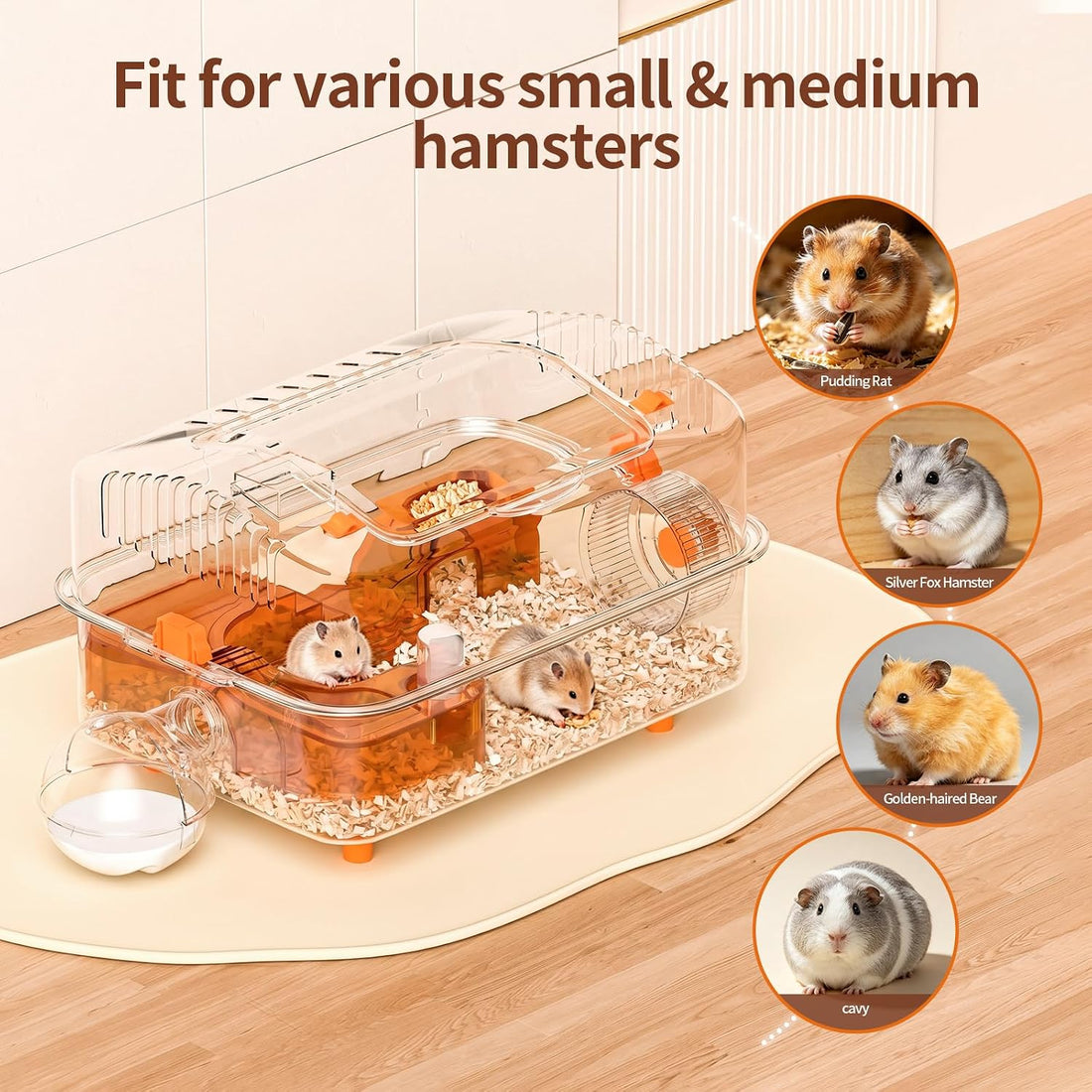 Clear Hamster Cage with External Bath, Dwarf Habitat