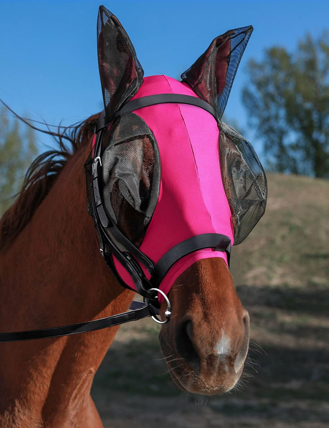 Horse Fly Mask with Ears, Fly Mask for Horses, Breathable Mesh