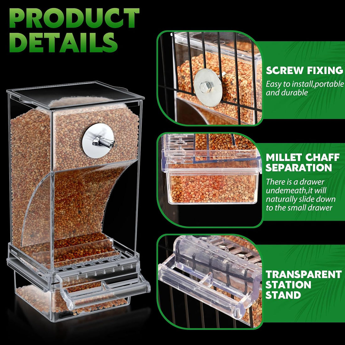 Yaomiao 4 Pcs No Mess Bird Feeders Automatic Parrot Water Dispenser