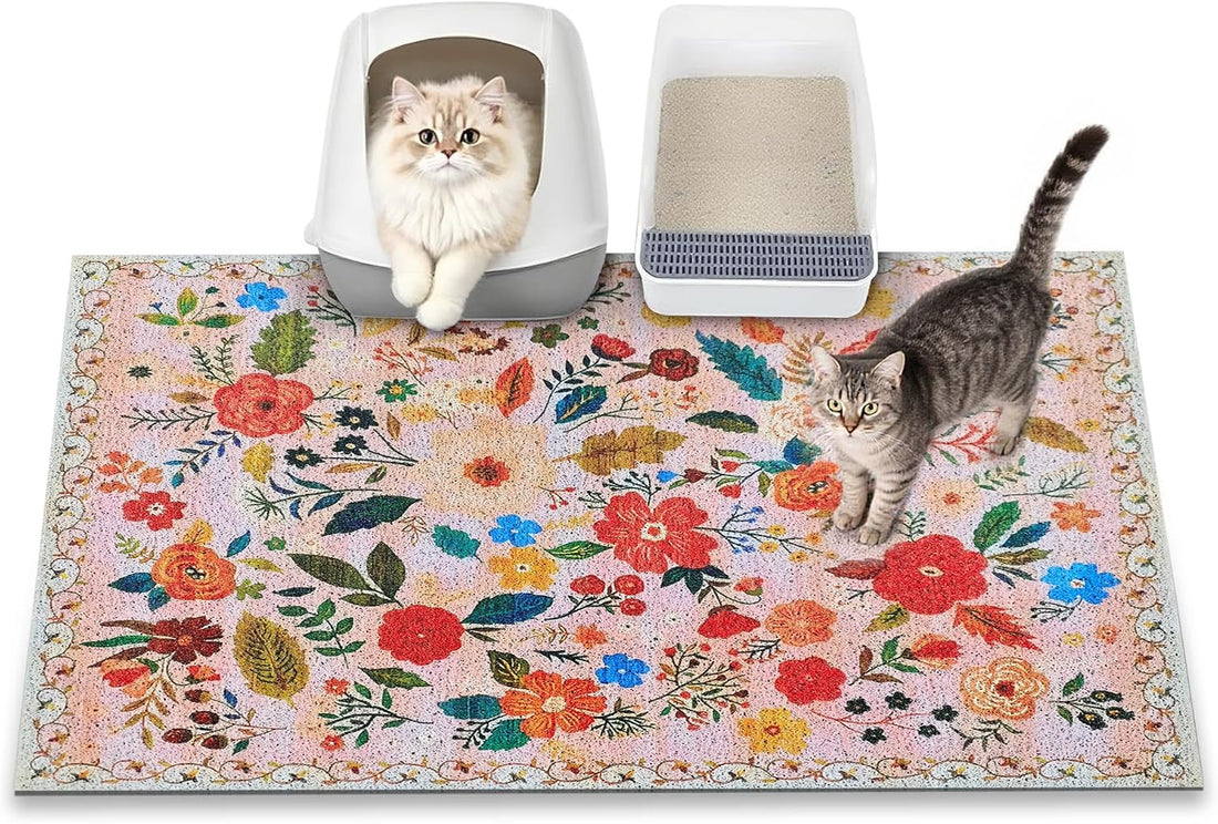 Cat Litter Mat, 24" x 16" Litter Box mat, Traps 100% Litter