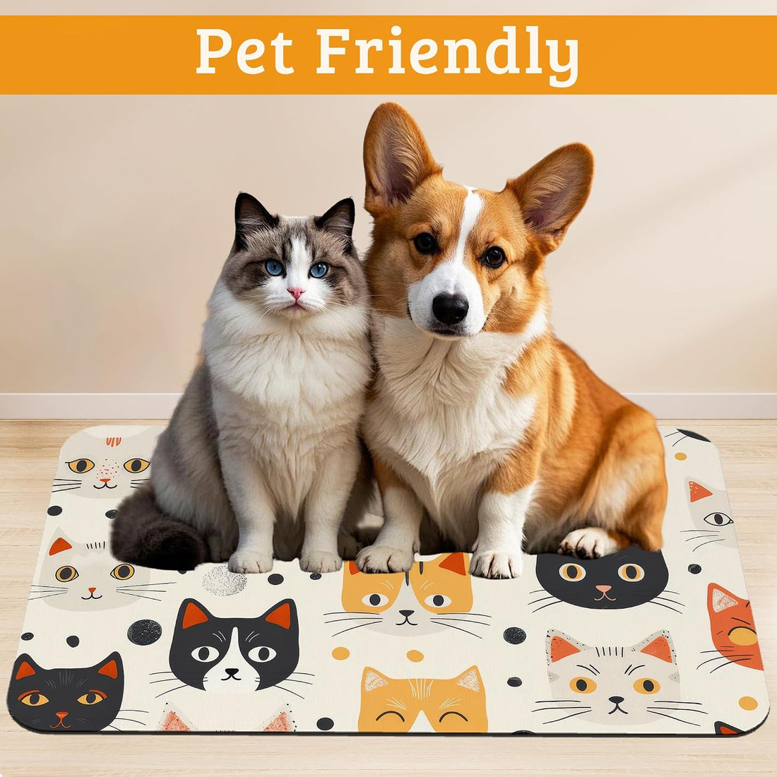 Cats Dog Cat Food Mat,Absorbent Waterproof Placemat for Food