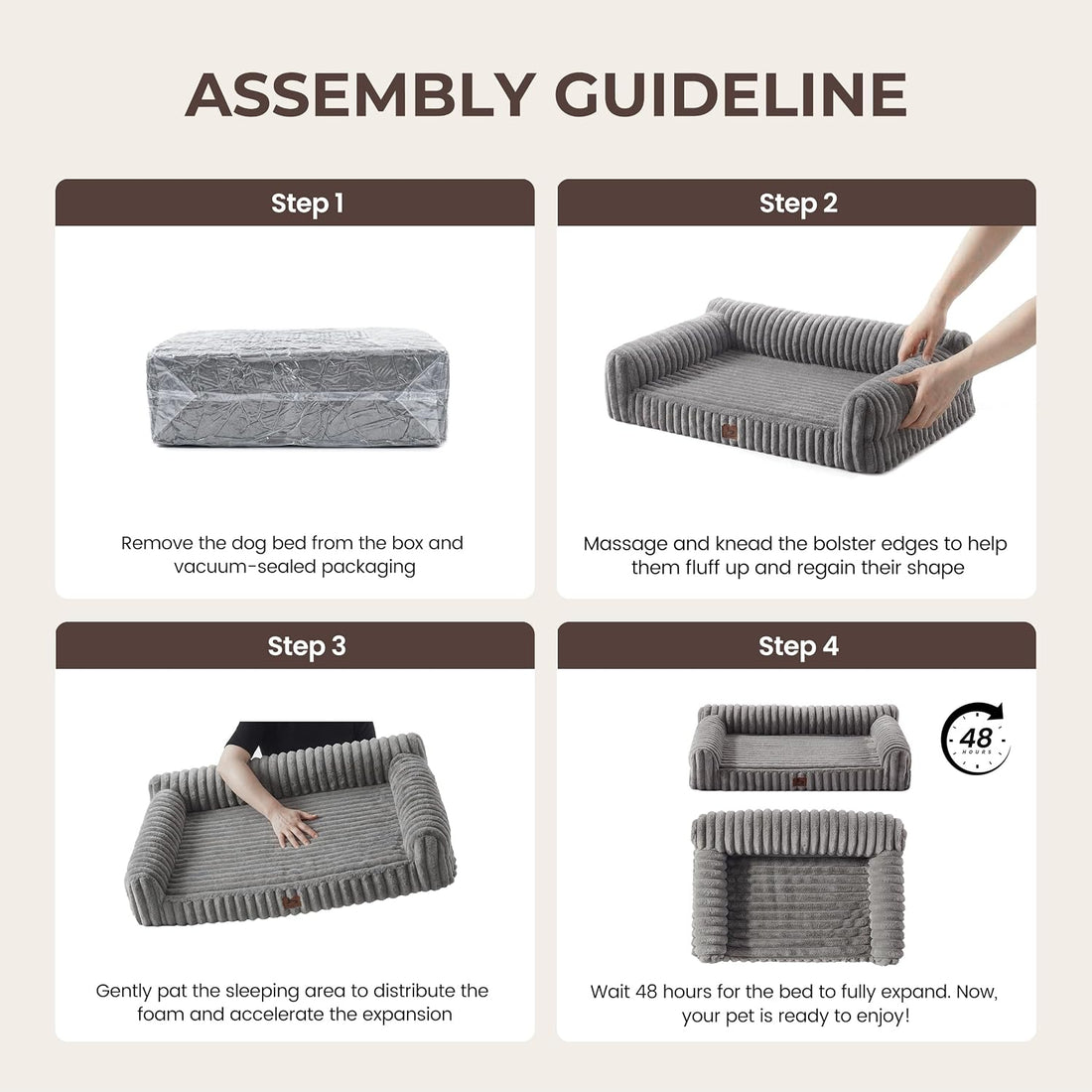 Orthopedic Dog Bed Large 35x25x9.5” Washable Cover