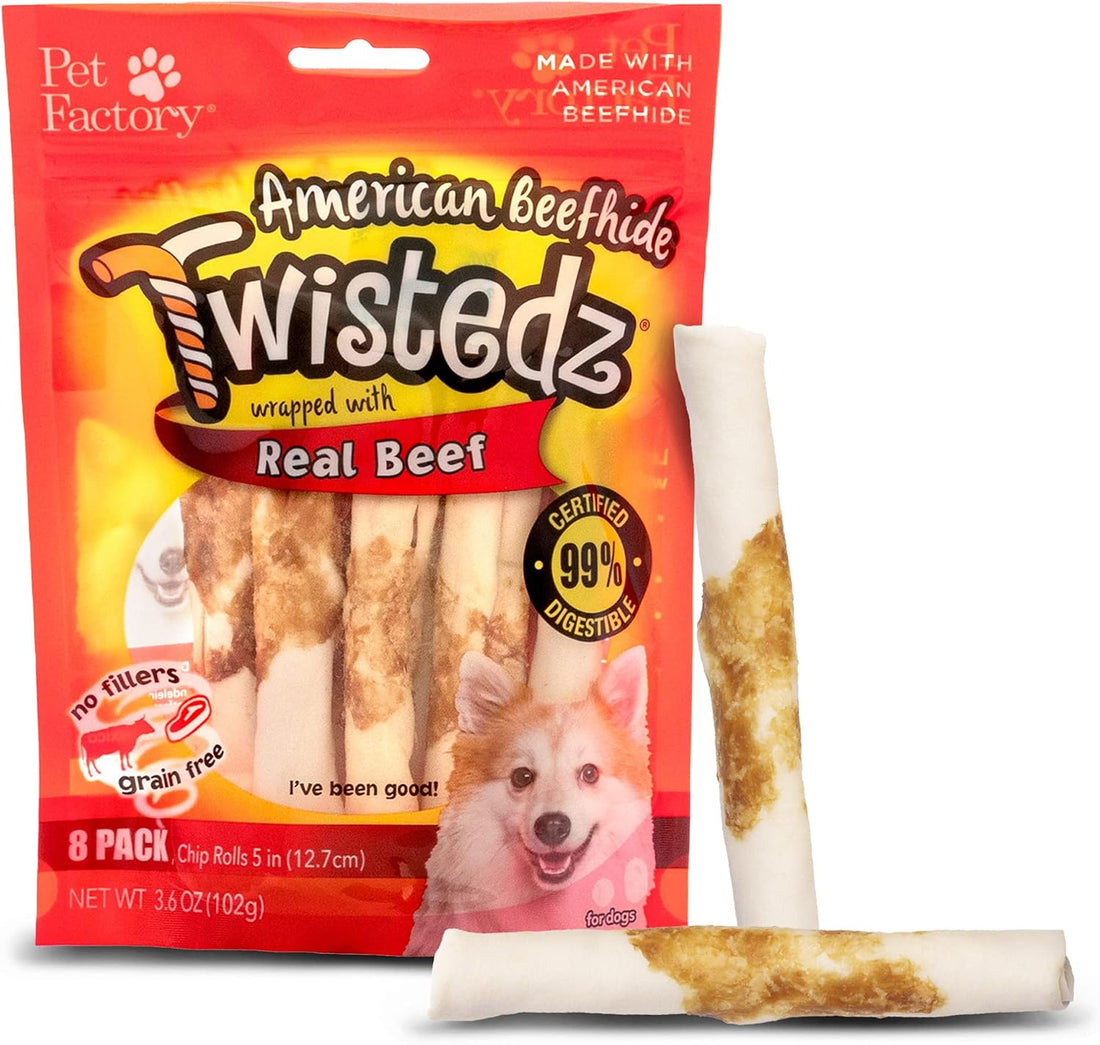 Pet Factory Twistedz American Beefhide 5" Chip Rolls Dog Chew Treats