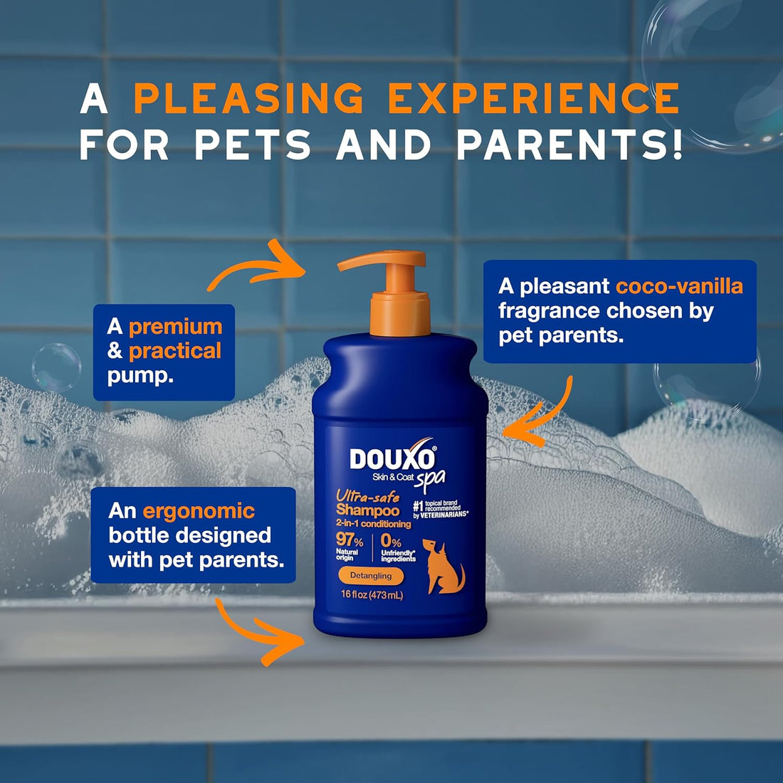 DOUXO SPA 2 in 1 Dog Shampoo and Conditioner, 16 fl oz