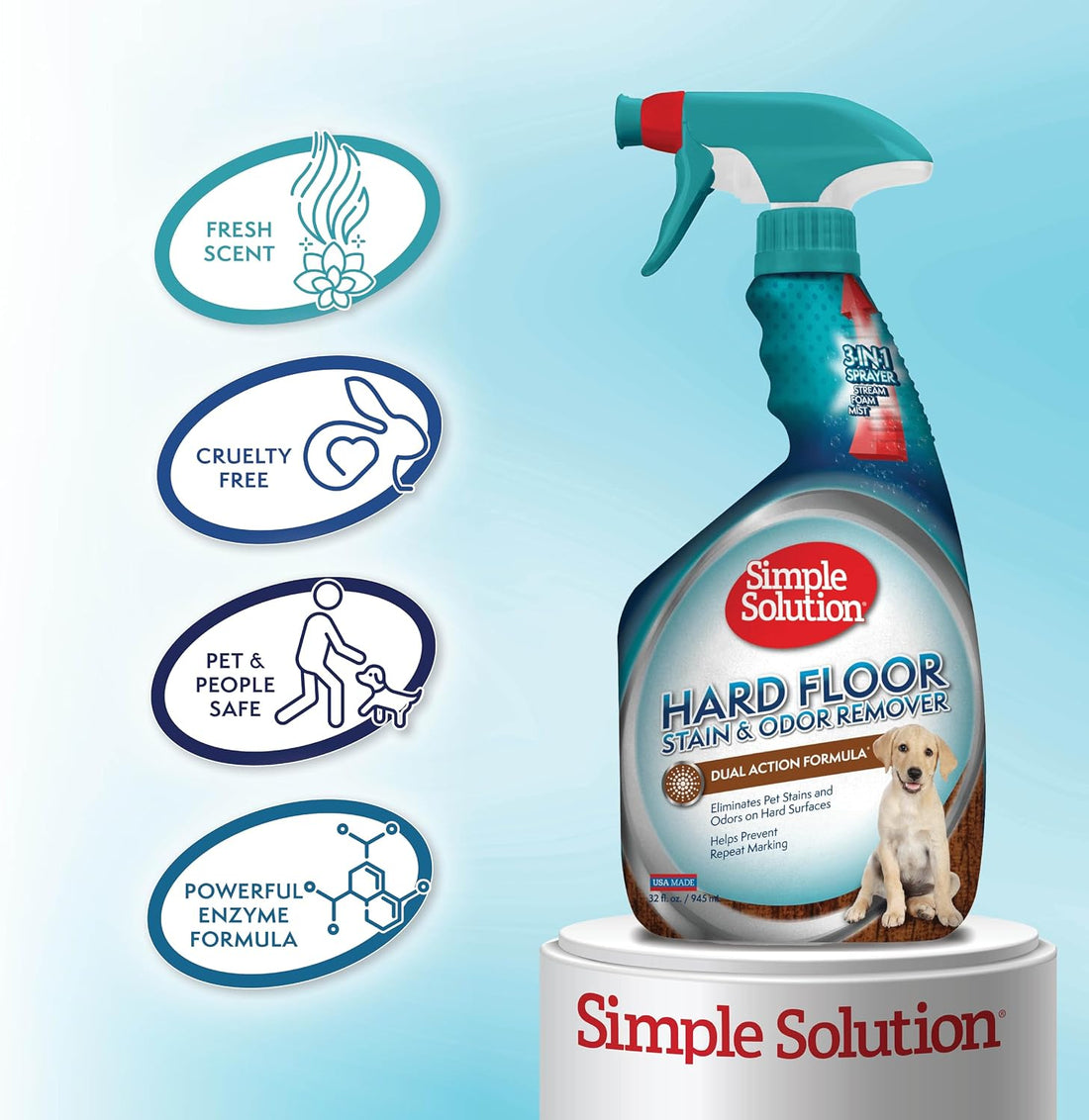 Simple Solution Hard Floor Dog Stain & Odor Remover, Enzyme Cleaner
