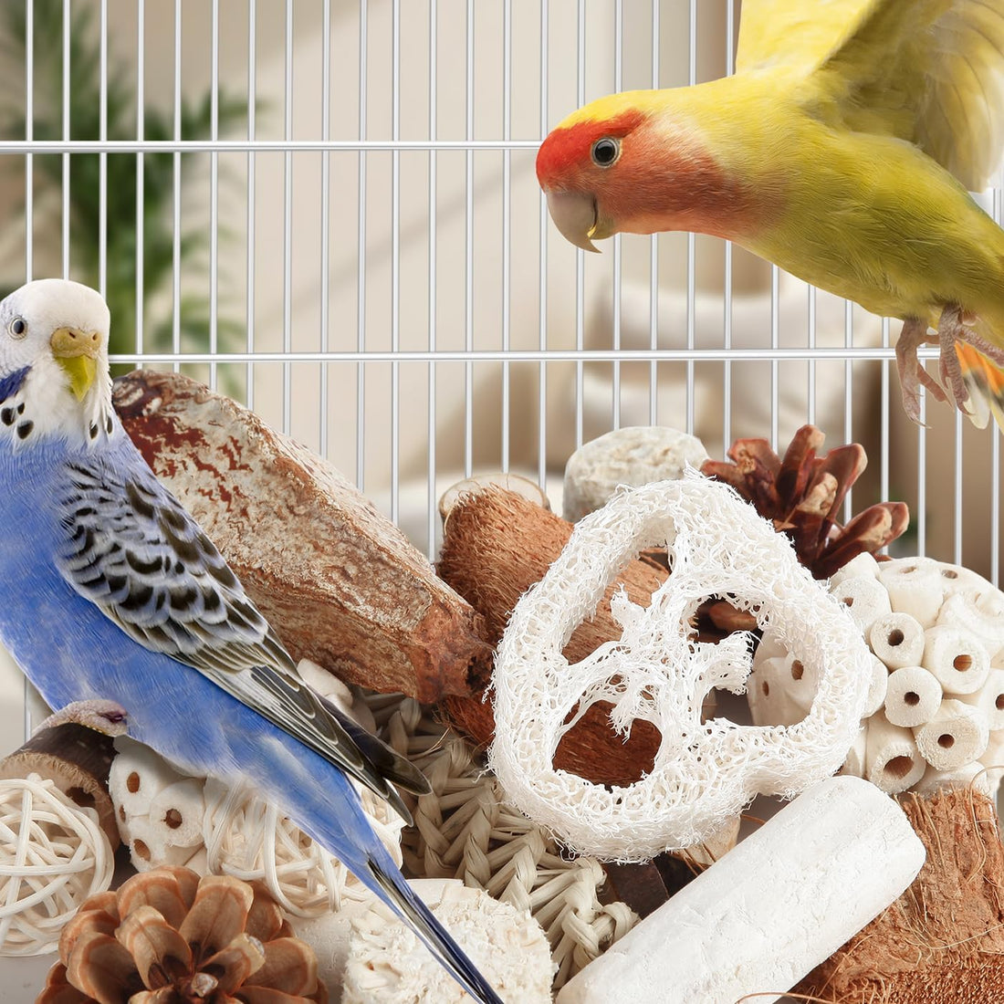 Kyouki Bird Toys Parrot Toys Natural Bird Foraging Box Foot