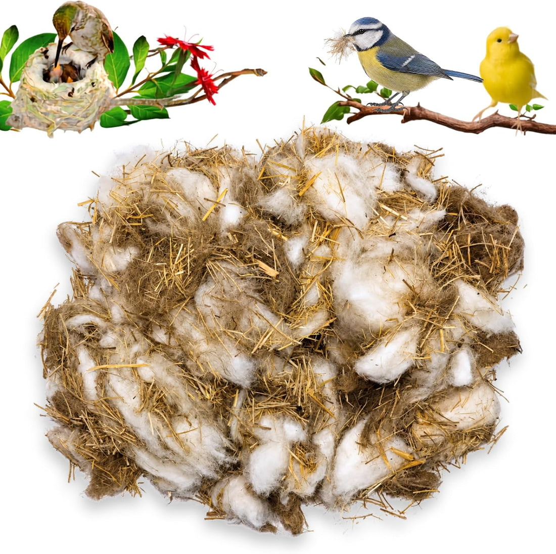 Natural Bird Nesting Material 3.6 oz Nest Bedding Supplies for Wild