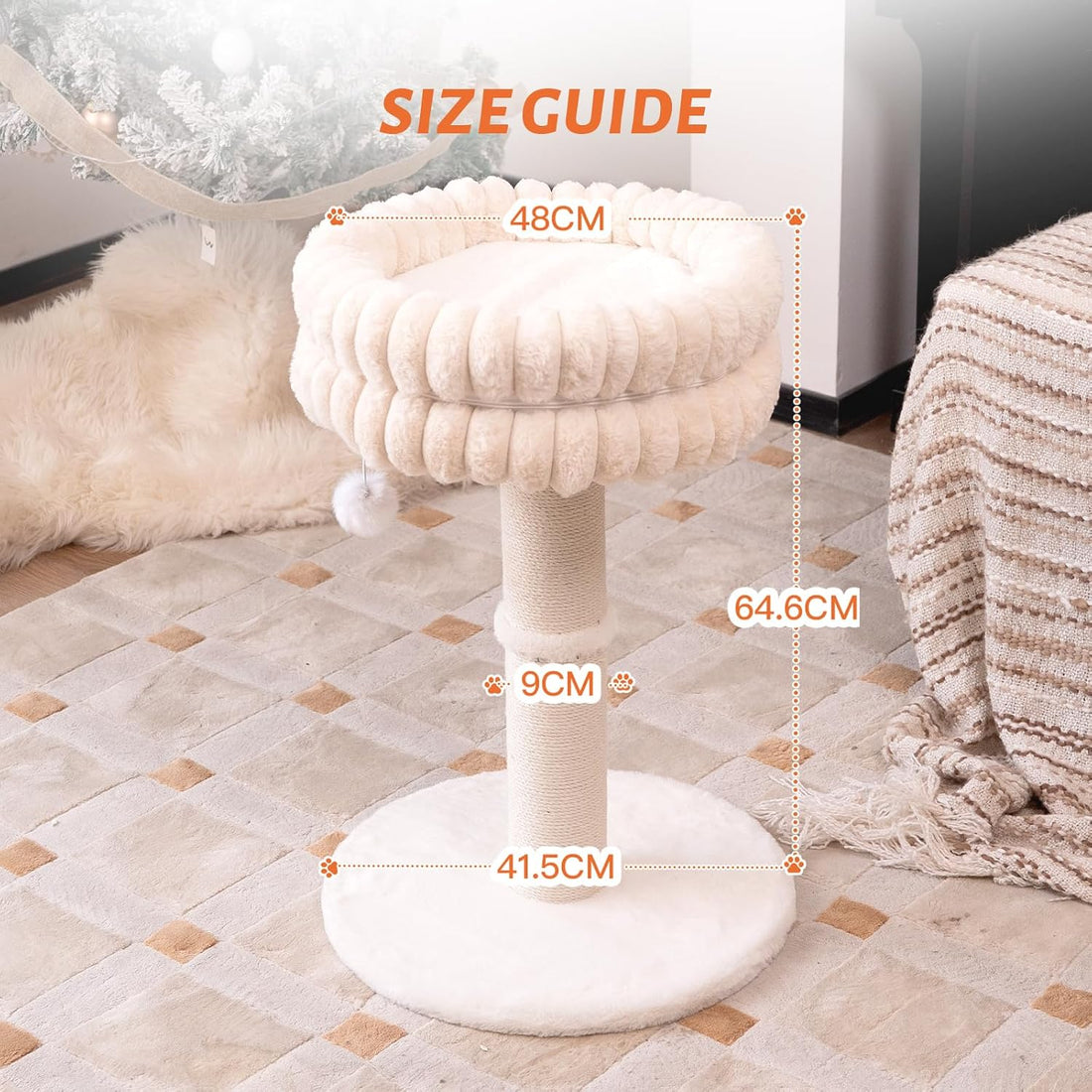 CHEERPALS Cat Scratching Post with Bed for Indoor Cats Cloud Cat Tree