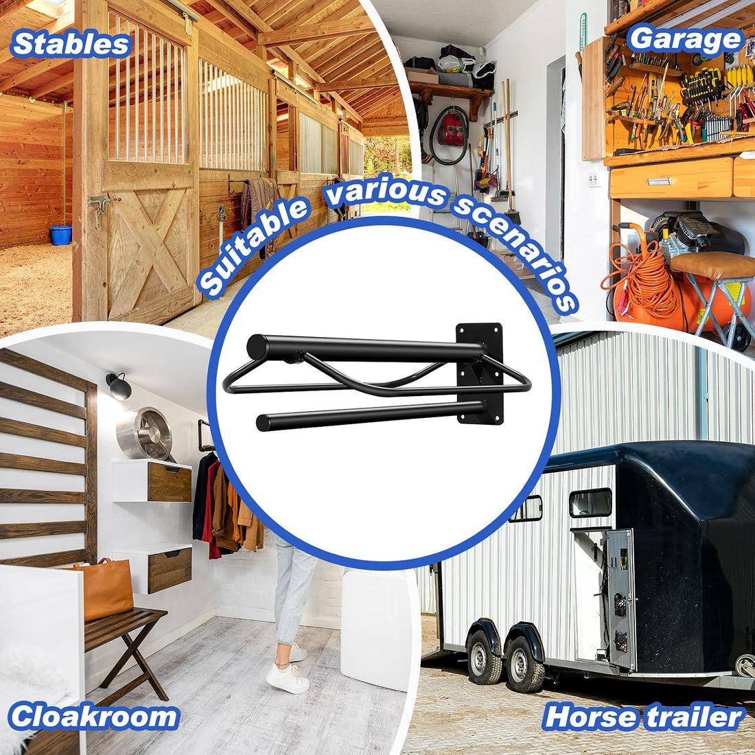 Paterr 6 Pcs Wall Mount Saddle Rack Stand with Pad Bar