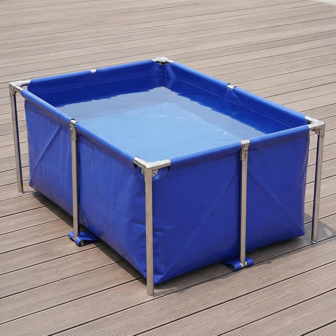 128 Gal Canvas Fish Pond, Above Ground Koi Fish Tank with Steel Frame