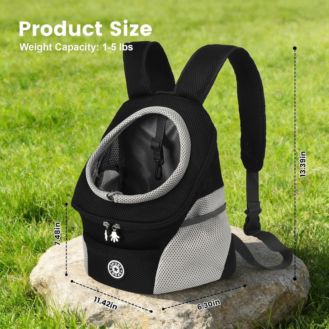 Teacup Dog Carrier Mesh Front Backpack with Side Storage Pockets