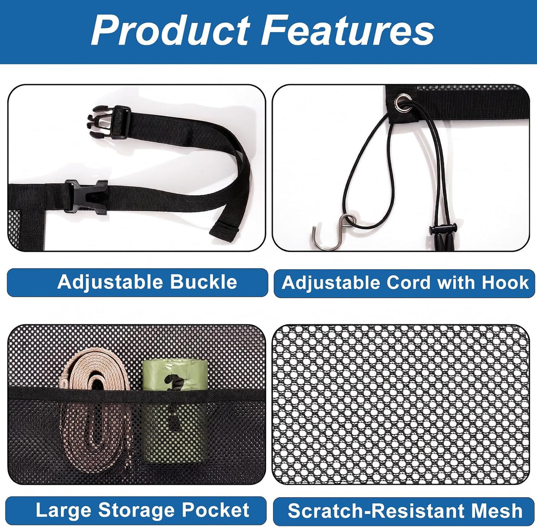 Dog Car Barrier for Backseat Safety with Mesh Storage Pocket