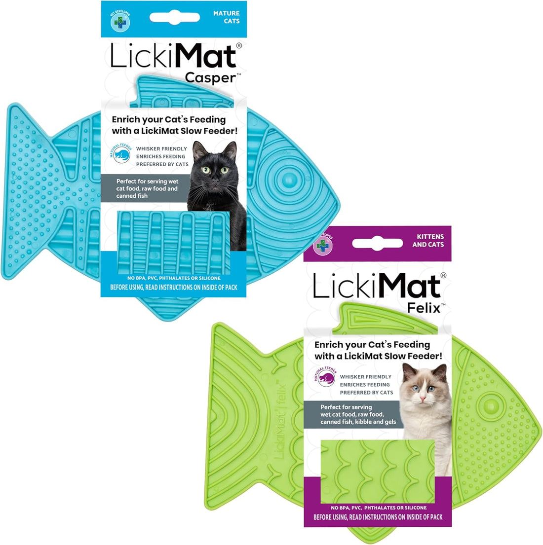 LickiMat Fish-Shaped Cat Slow Feeders Lick Mat