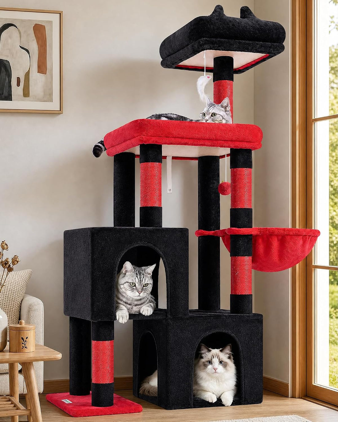 Globlazer 52in Cat Tree Tower for Indoor Cats, 2 Condos, S52