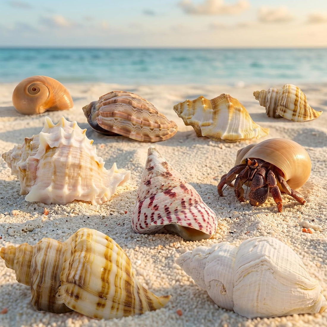 Finalery 8PCS Hermit Crab Shells，Medium & Large Natural Conch Shells