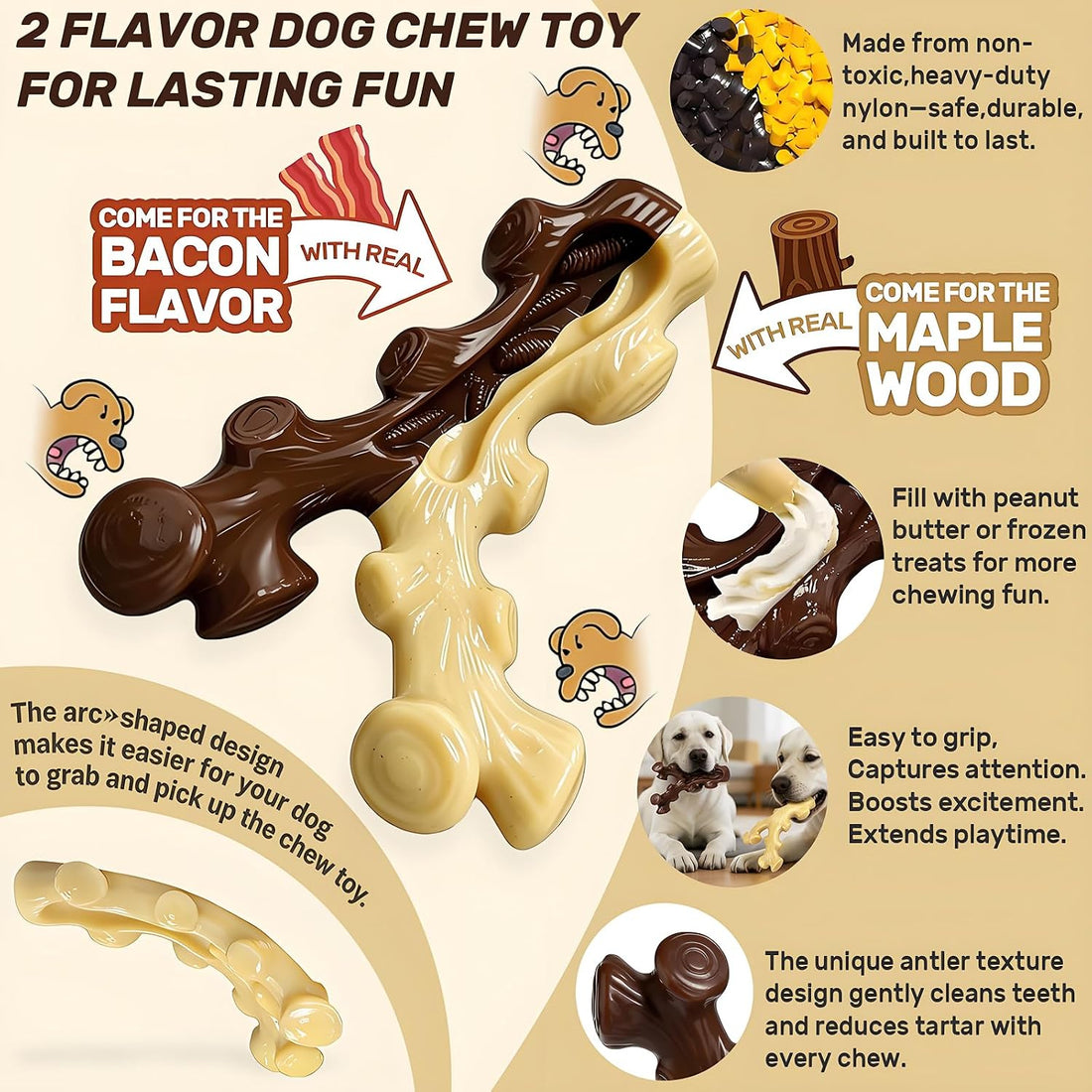 Indestructible Dog Chew Toys for Aggressive Chewers,2 Pack Tough