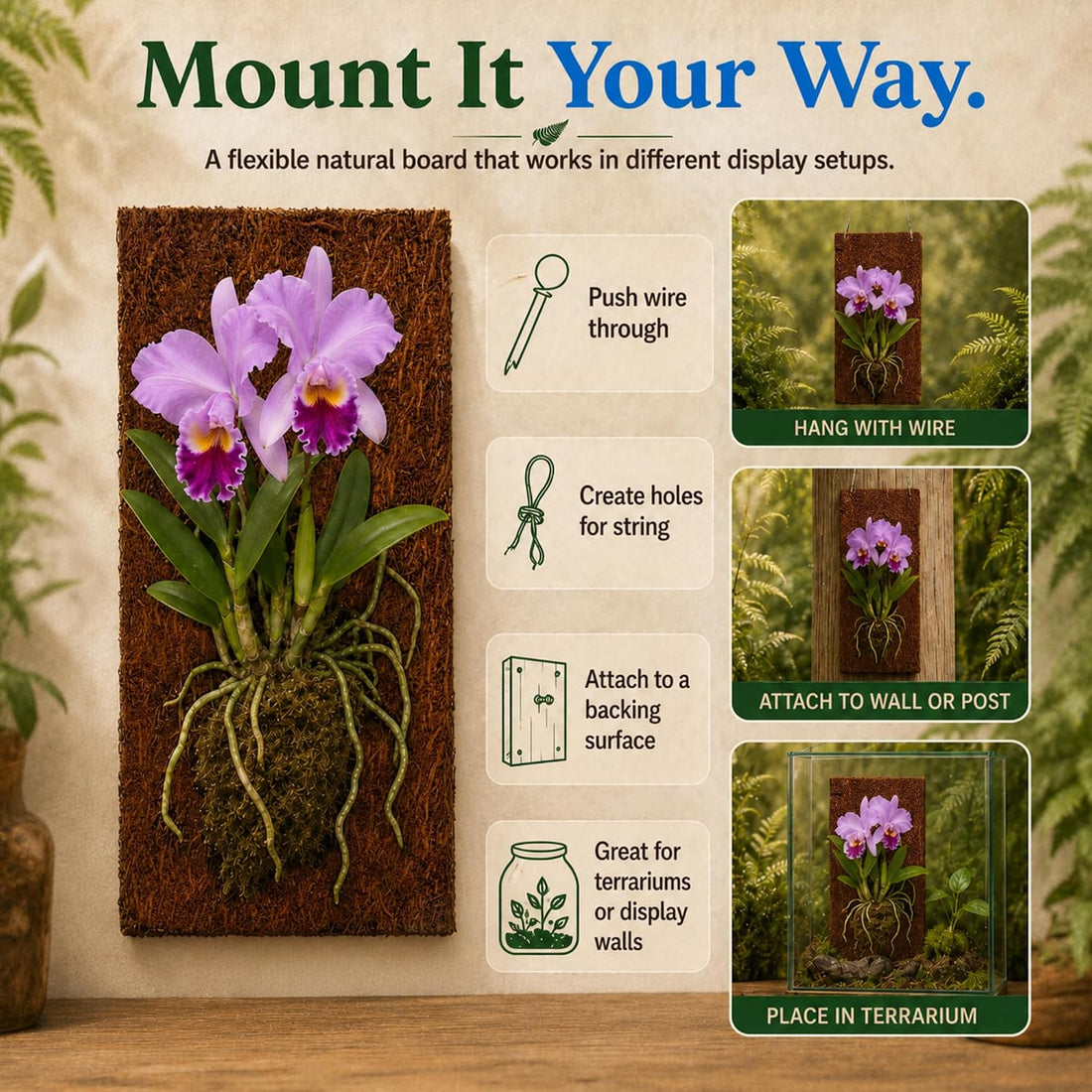 Fernwood New Zealand Tree Fern Orchid Mounting Board - 2 Pack