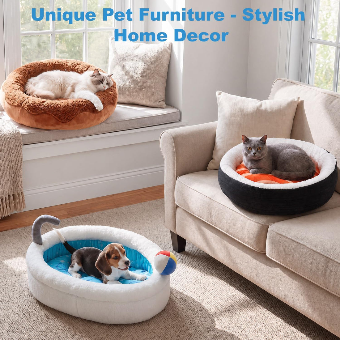 Bathtub Cat Bed, Calming Small Dog Bed 22in