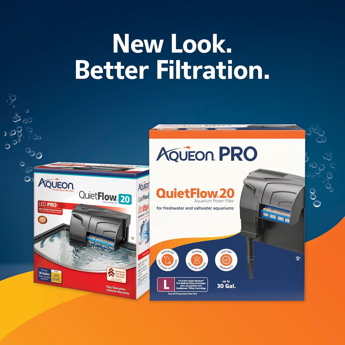 Aqueon QuietFlow 20 LED PRO Aquarium Fish Tank Power Filter For Up