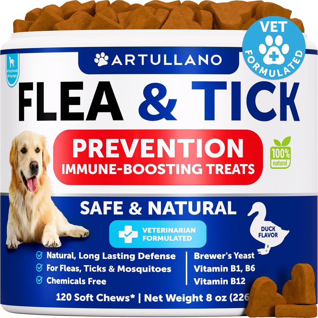 Flea and Tick Support for Dogs - 120 Chews - Dog Flea Chewables