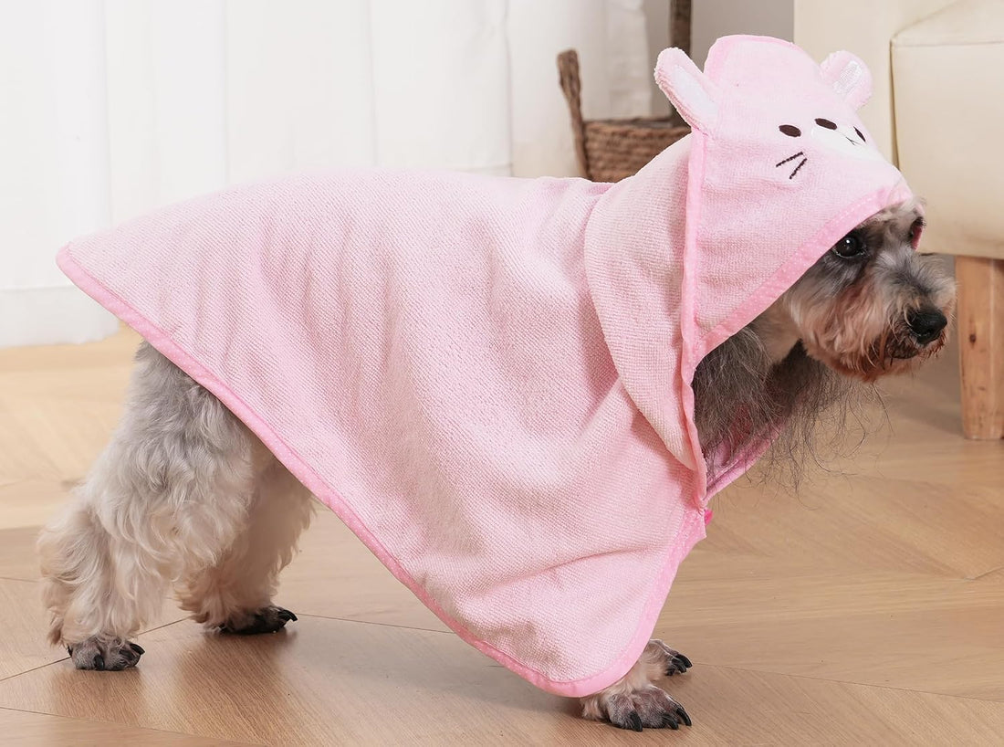 Dog Hooded Bathrobe Towel Fast Drying Absorbent Bath Warm Blanket