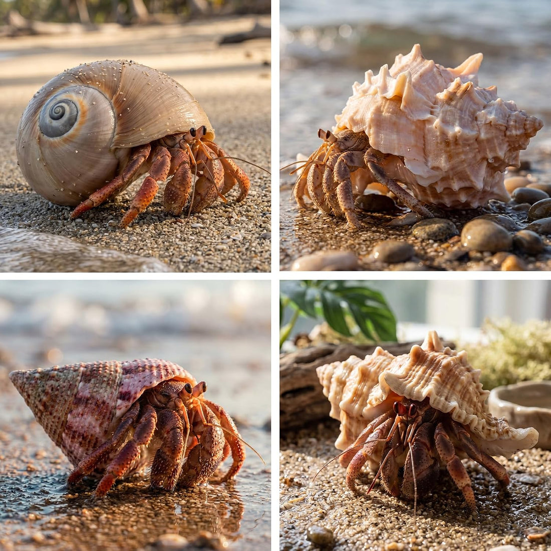 Finalery 8PCS Hermit Crab Shells，Medium & Large Natural Conch Shells
