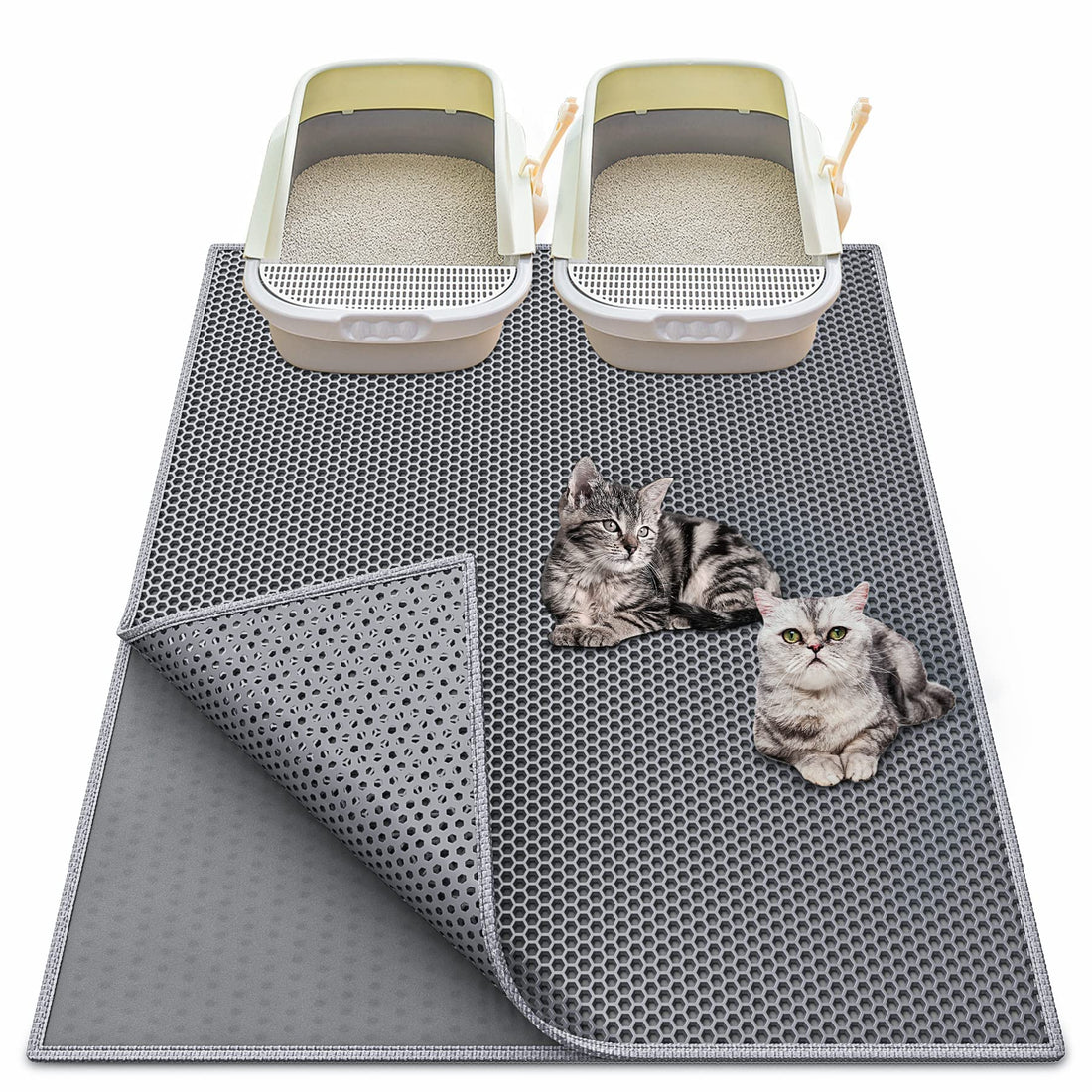 Waretary Cat Litter Box Mat: 36"x 30" Waterproof Kitty Cat Litter