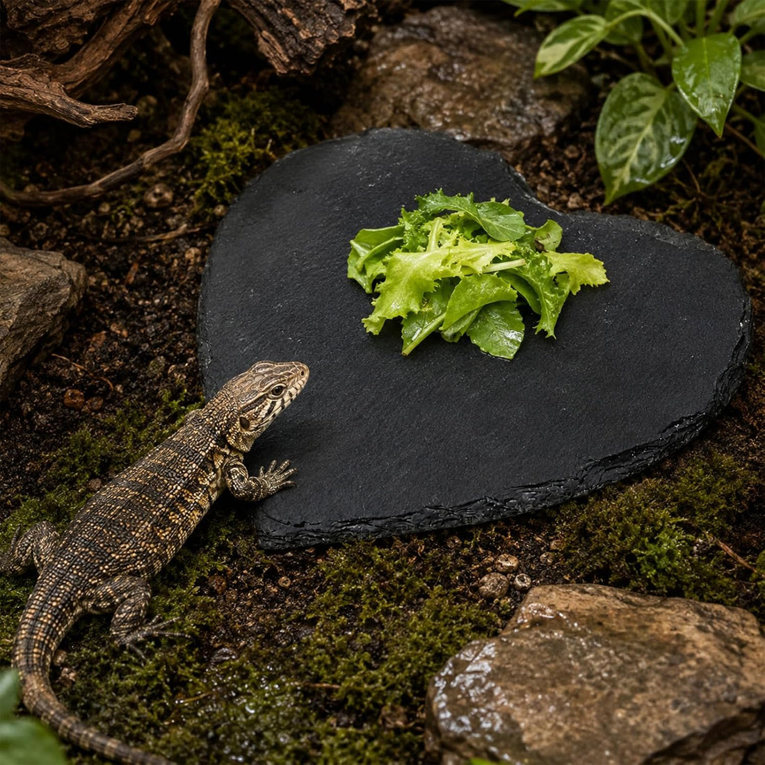Basking Rock Slate Rocks for Reptiles Basking Platform 5.9 × 5.9 Inch