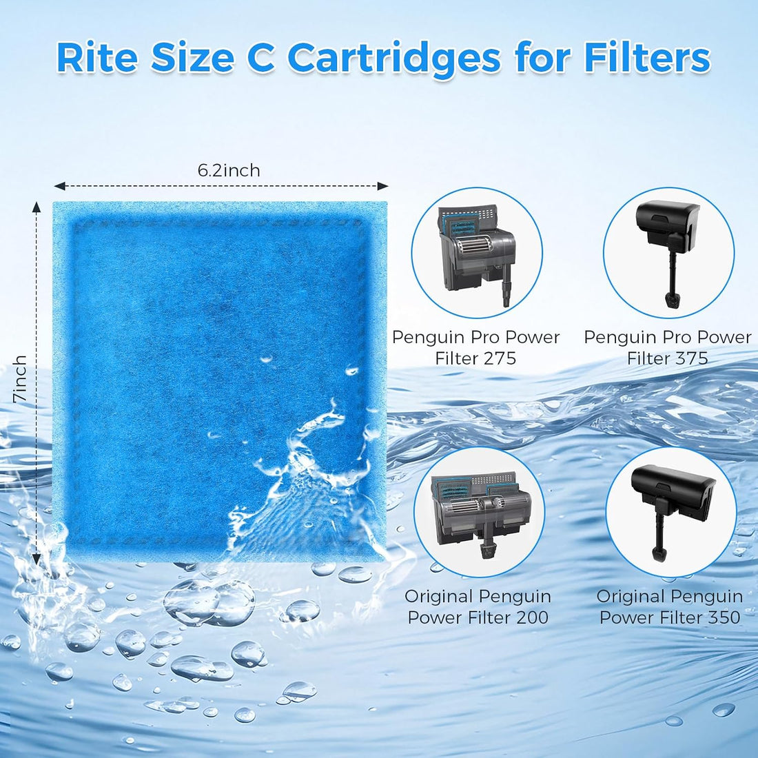 Aquarium Filter Replacement Cartridge - 10 Pack Rite Size C Cartridges