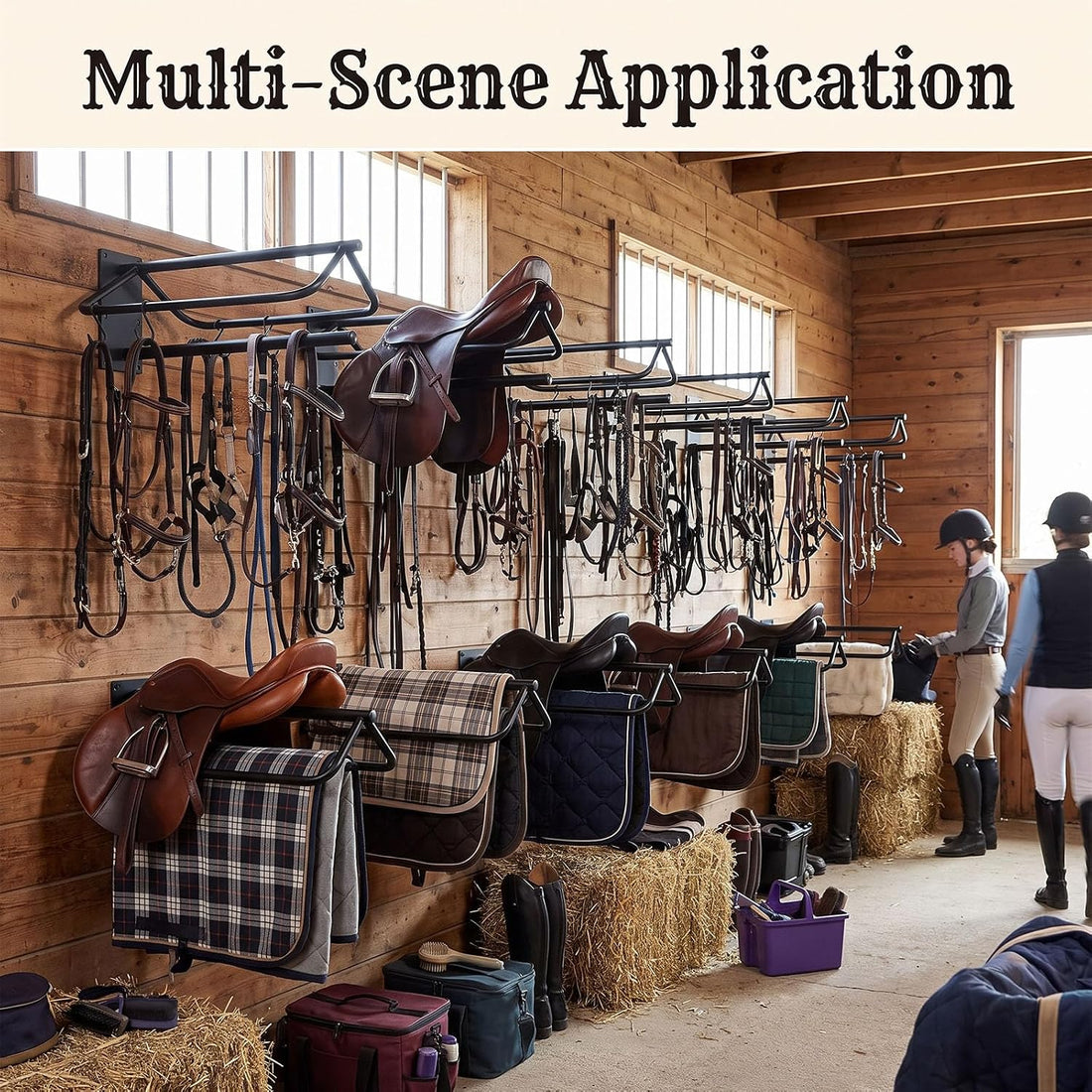 2 Pack Wall Mounted Saddle Rack with Pad Bar for English and Western