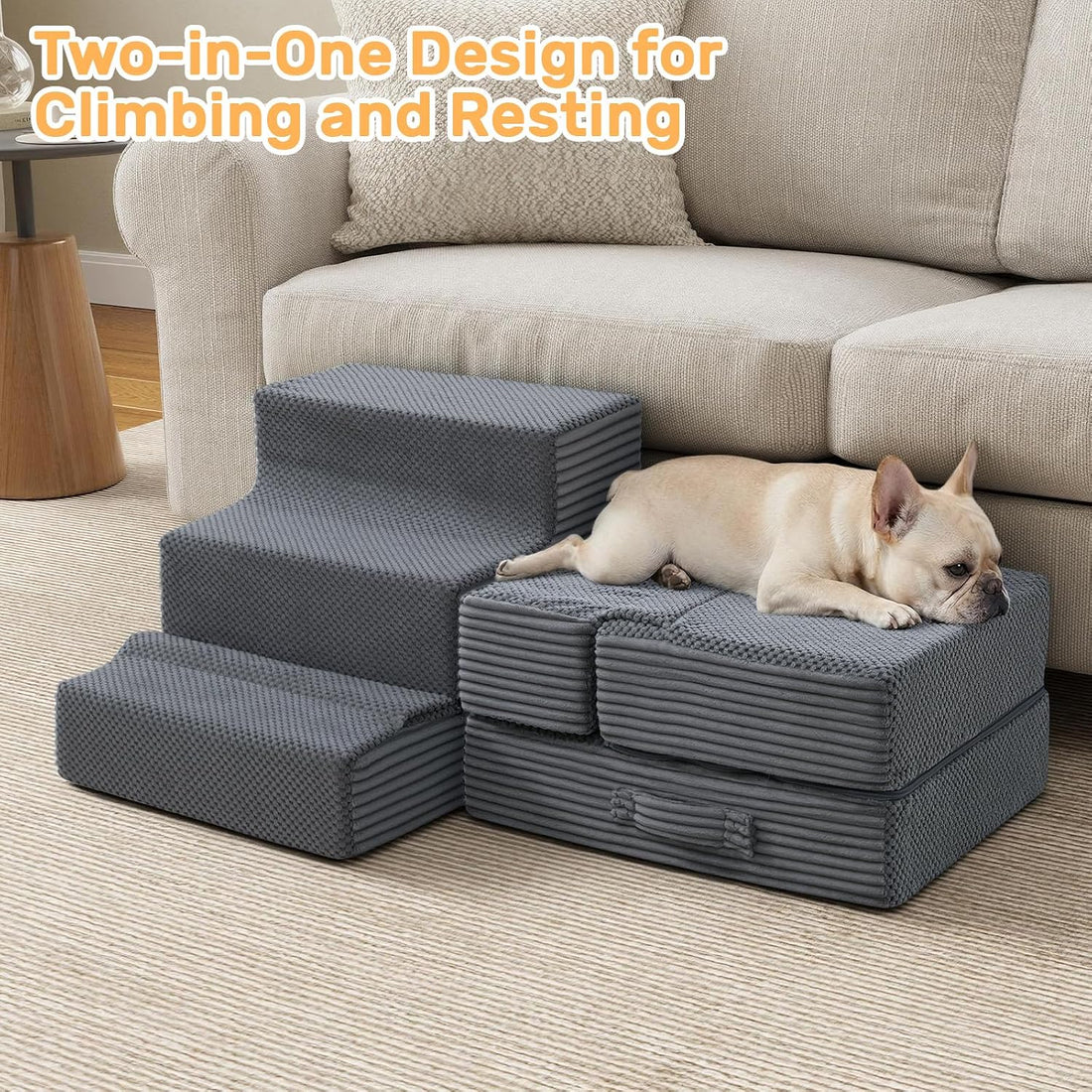Dog Stairs for Small Dogs, 13.5" H Foldable Dog Steps for High Bed