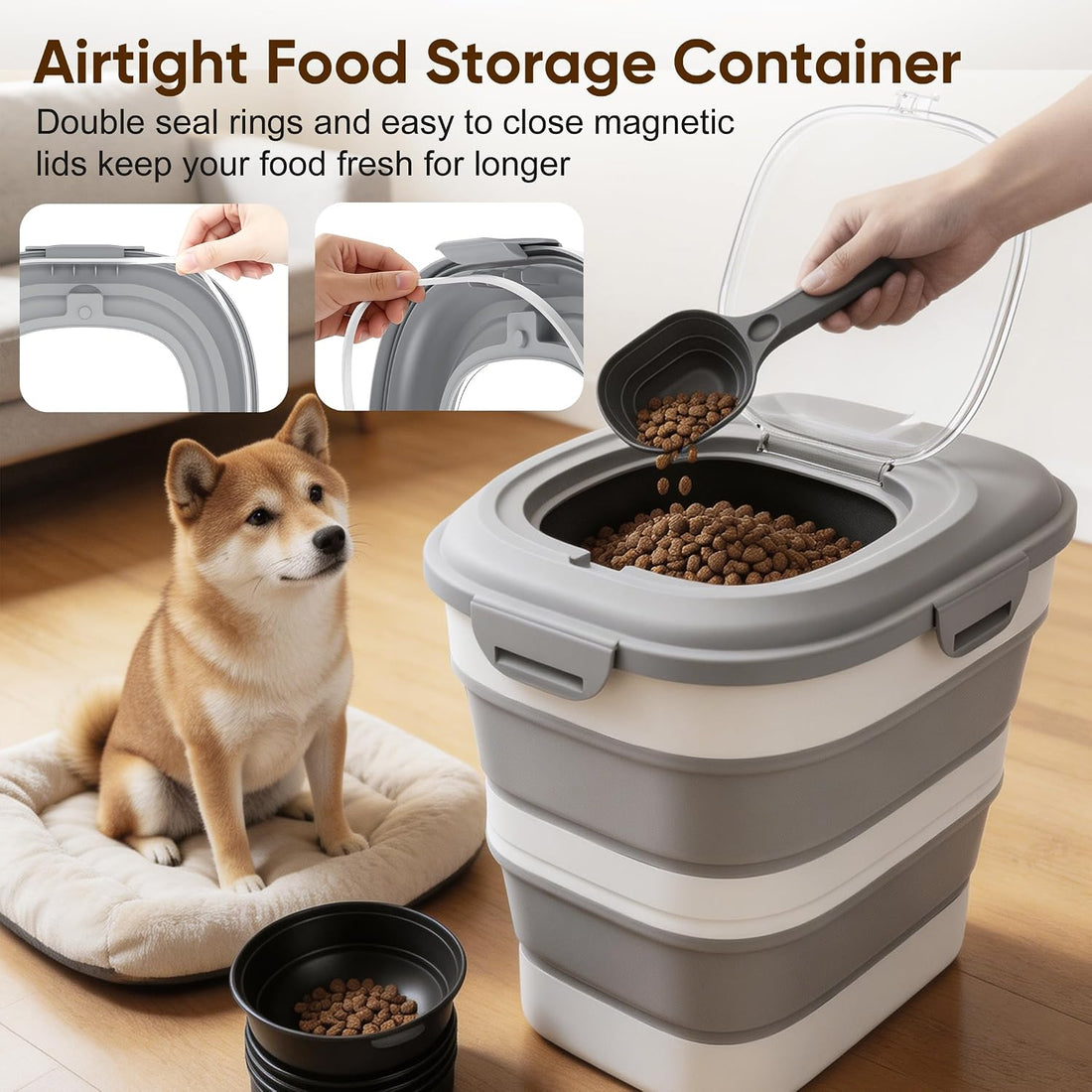 Rice Storage Container, 20 to 50Lbs Collapsible Airtight Rice