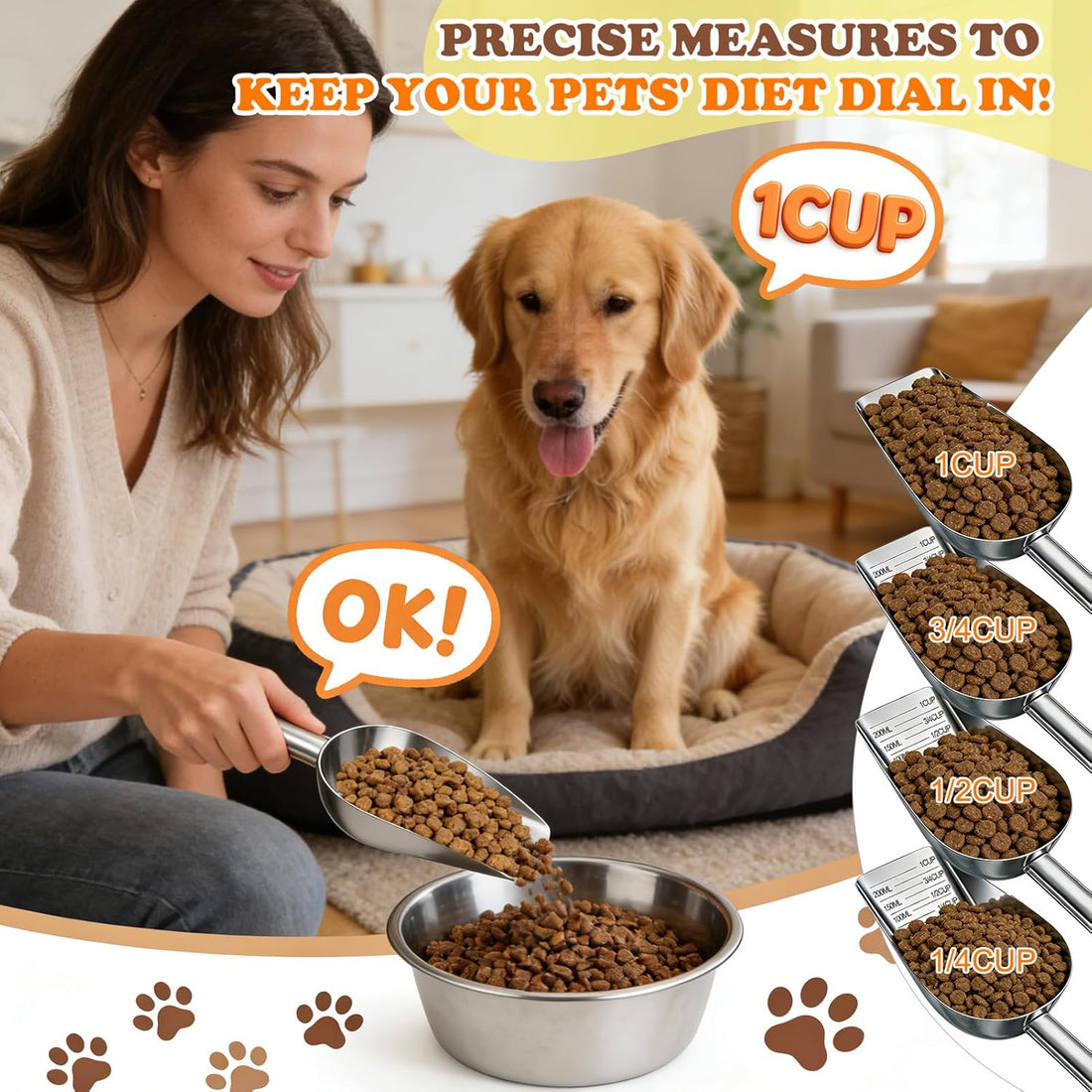Mity rain Dog Food Scoop Stainless Steel with Long Handle