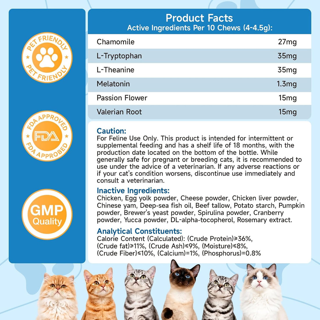 Calming Cat Treats - 500 Chews for Stress & Anxiety Support