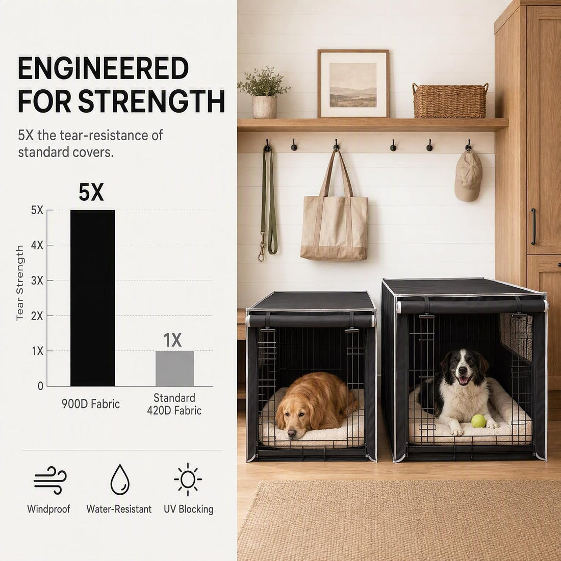 Heavy Duty 30in Dog Crate Cover, Insulated & Chew Proof