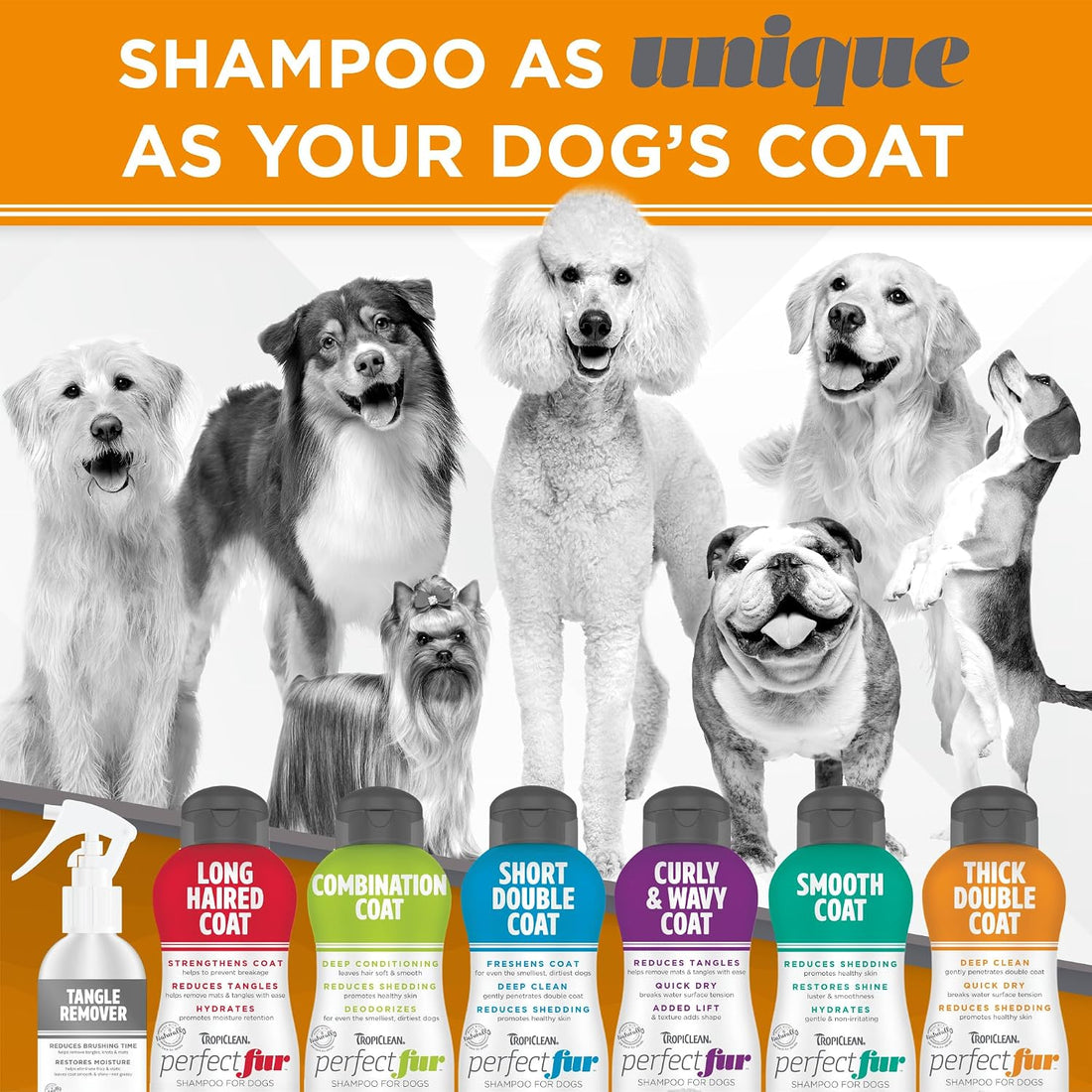 TropiClean Perfect Fur Detangling and Deshedding Dog Shampoo
