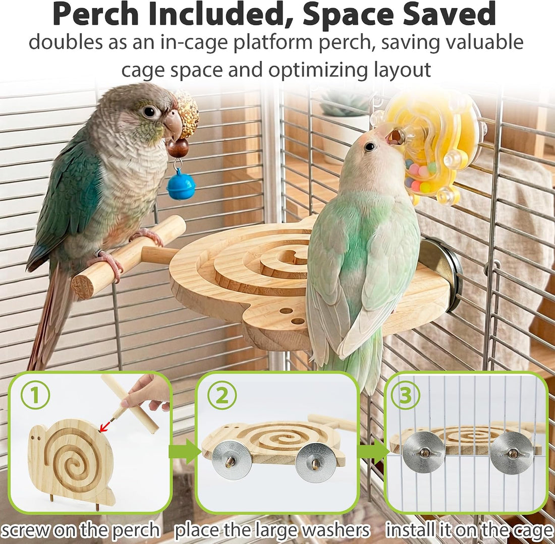Bird Foraging Toys with Perch, for Novice/Older/Slow-Learning Birds