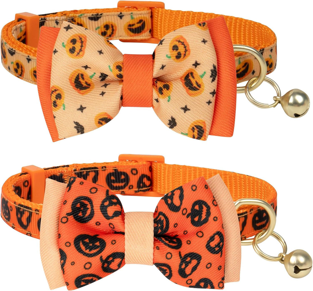 azuza 2 Pack Halloween Cat Collars with Bell